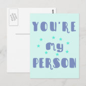 Carte Postale Vous êtes ma personne, Typographie amusante Romant (Devant / Derrière)