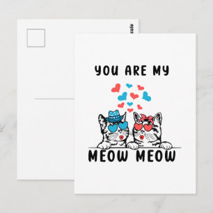 Carte Postale Vous êtes mon couple de chat Meow Meow pour la Sai
