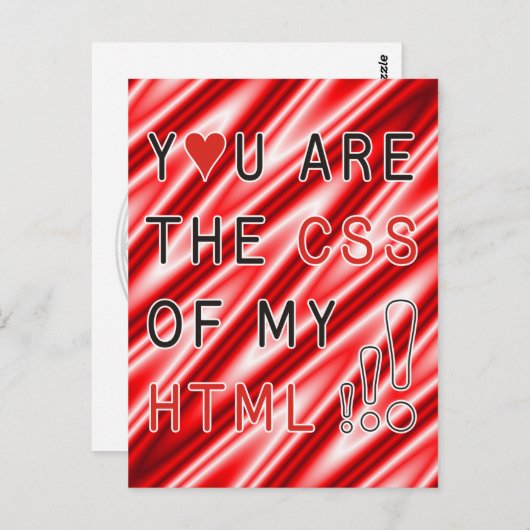 Carte Postale Vous êtes mon CSS - vagues rouges blanches (Devant / Derrière)