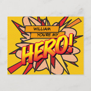 Carte Postale Vous êtes mon HÉROS Fun Retro Bande Dessinée Pop A