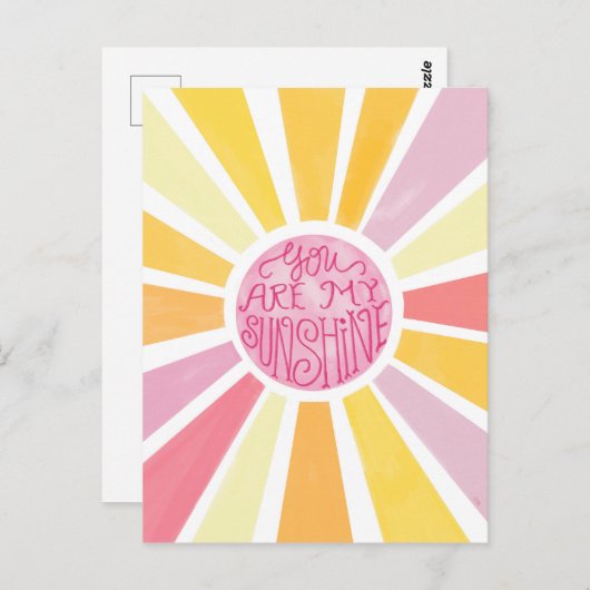 Carte Postale Vous Êtes Mon Soleil Aquarelle Lumineuse Bébé Cade (Devant / Derrière)
