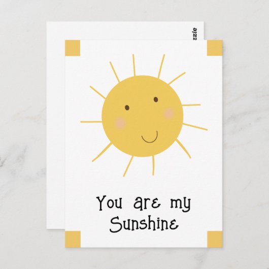 Carte Postale Vous êtes mon Soleil Heureux Soleil Jaune (Devant / Derrière)