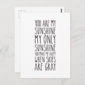 Carte Postale Vous êtes mon soleil, mon seul soleil (Devant / Derrière)