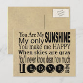 Carte Postale Vous êtes mon Sunshine Vêtements et cadeaux (Devant / Derrière)