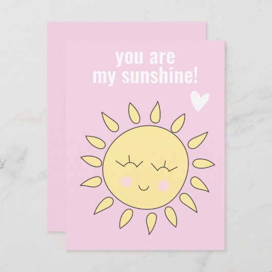 Carte Postale Vous êtes My Sunshine Cute Classe Saint Valentin (Devant / Derrière)
