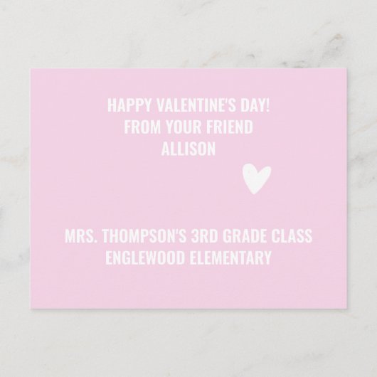 Carte Postale Vous êtes My Sunshine Cute Classe Saint Valentin (Dos)