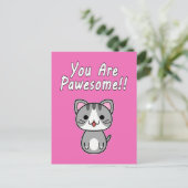 Carte Postale Vous êtes Pawesome!! Chat gris tabby (Debout devant)