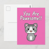 Carte Postale Vous êtes Pawesome!! Chat gris tabby (Devant / Derrière)