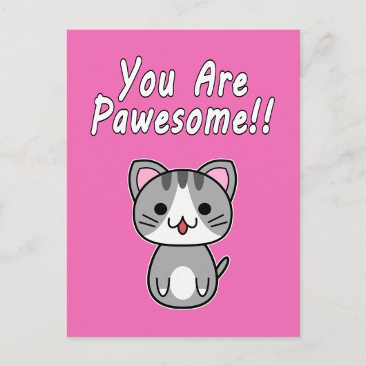 Carte Postale Vous êtes Pawesome!! Chat gris tabby (Devant)