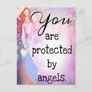 Carte Postale Vous êtes protégé par des anges Ange rose aquarell