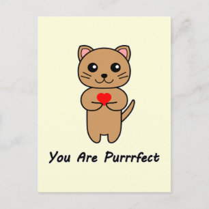 Carte Postale Vous êtes Purrrfect - Fond jaune (Vertical)