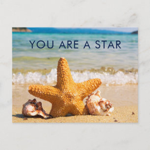 Carte Postale Vous êtes Star Starfish and Seashells sur la plage