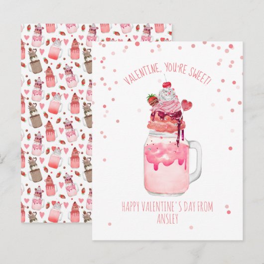 Carte Postale Vous êtes Sweet Valentine Candy Love Milkshake (Devant / Derrière)