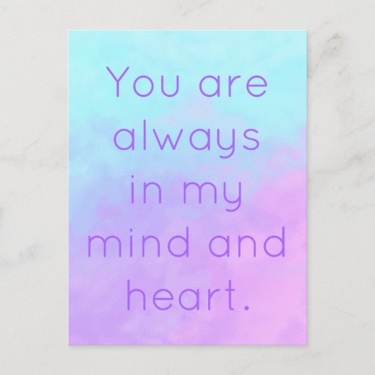 Carte Postale Vous êtes toujours dans mon esprit et coeur Pastel (Devant)