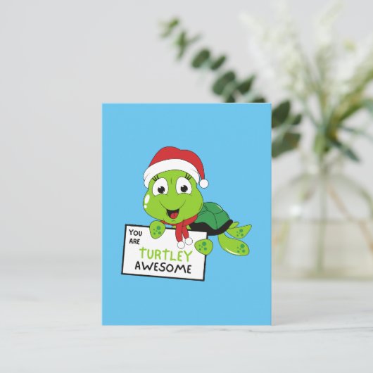 Carte Postale Vous Êtes Turtley Awesome Funny Turtle Puns Bleu (Debout devant)