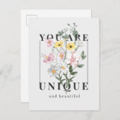 Carte Postale Vous êtes un slogan floral unique (Devant / Derrière)