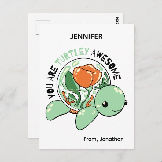 Carte Postale Vous êtes vraiment génial Fleur Succulente Tortue (Devant / Derrière)