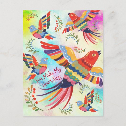 Carte Postale Vous faites chanter mon cœur Art folklorique Oisea (Devant)