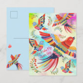 Carte Postale Vous faites chanter mon cœur Folk Art Oiseaux Tie (Devant / Derrière)