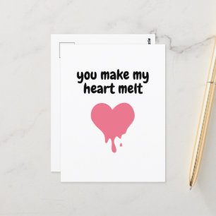 Carte Postale Vous faites fondre mon cœur   Amour Mignon Rose Fo