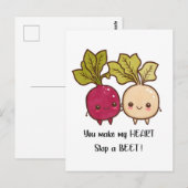 Carte Postale Vous faites sauter mon cœur d'une betterave Pun de (Devant / Derrière)