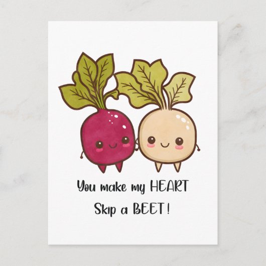 Carte Postale Vous faites sauter mon cœur d'une betterave Pun de (Devant)