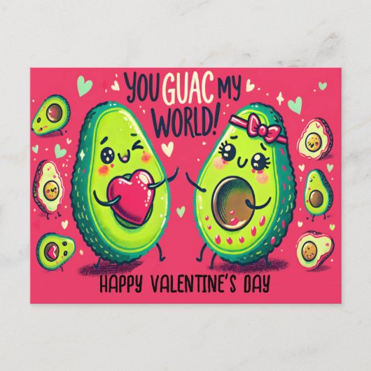 Carte Postale Vous Guac Mon Monde Drôle Avocado Saint Valentin (Devant)
