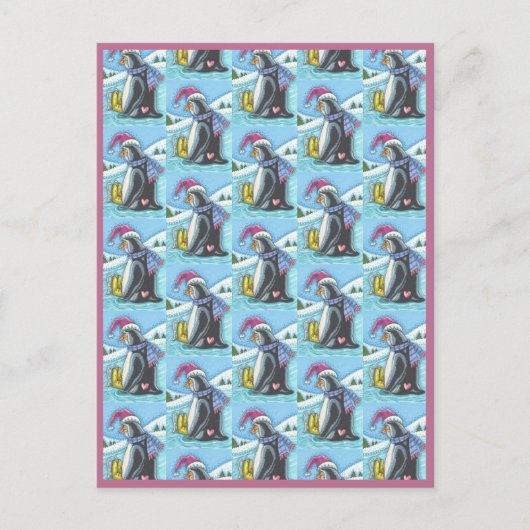 CARTE POSTALE VOUS MANQUANT, LONELLEMENT COEUR PENGUIN WHIMSY VA (Devant)