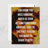 Carte Postale Vous Manquez Quelqu'Un Citation (Devant / Derrière)