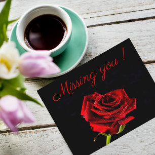 Carte Postale Vous manquez romantique rose rouge photo personnal