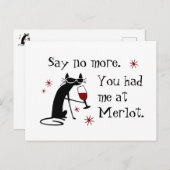 Carte Postale Vous m'avez eu à Merlot Funny Wine Pun (Devant / Derrière)