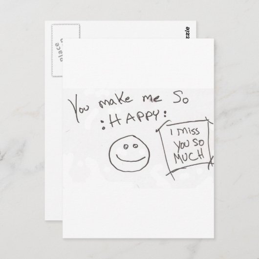 Carte Postale Vous me faites tellement : HEUREUX : vous me manqu (Devant / Derrière)