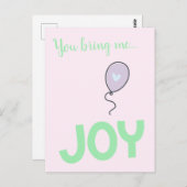 Carte Postale Vous me procurez de la Joie - Ballon Mignon (Devant / Derrière)