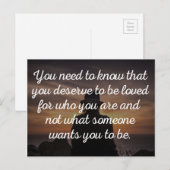 Carte Postale Vous Méritez D'Être Aimé Citation (Devant / Derrière)