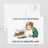 Carte Postale Vous n'aimez pas / détestez les anniversaires ? An (Devant / Derrière)