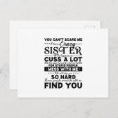 Carte Postale Vous Ne Pouvez Pas Me Faire Peur J'Ai Une Fou Soeu (Devant / Derrière)