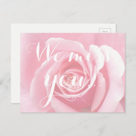 Carte Postale Vous nous manquez, écriture manuscrite Typographie (Devant / Derrière)