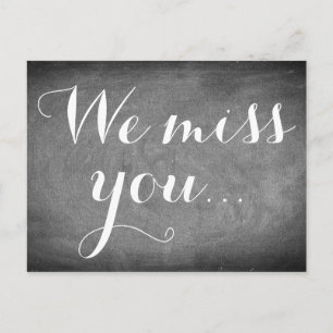 Carte Postale Vous nous manquez, écriture manuscrite Typographie