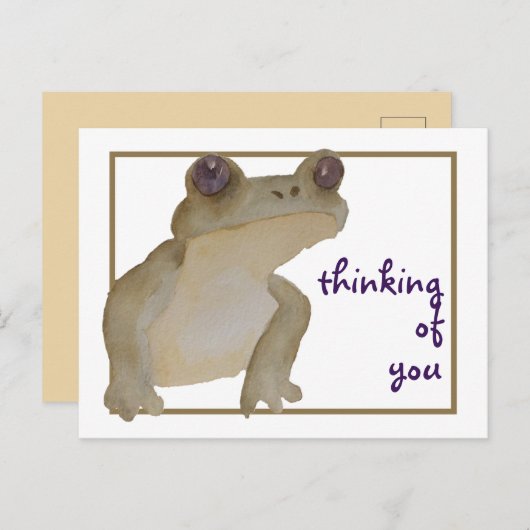 Carte Postale Vous pensez à l'aquarelle grenouille (Devant / Derrière)