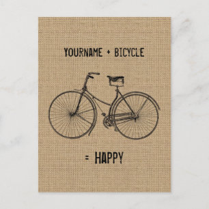 Carte Postale Vous Plus Vélo Égale Sac Burlap Naturel Heureux