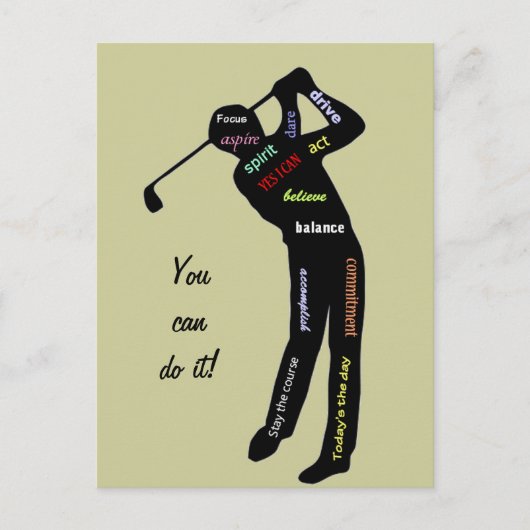 Carte Postale Vous pouvez le faire ! Golf, Sport, Motivation Mot (Devant)