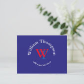 Carte Postale vous promouvoir | logo | monogramme rouge/bleu (Debout devant)