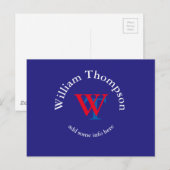 Carte Postale vous promouvoir | logo | monogramme rouge/bleu (Devant / Derrière)