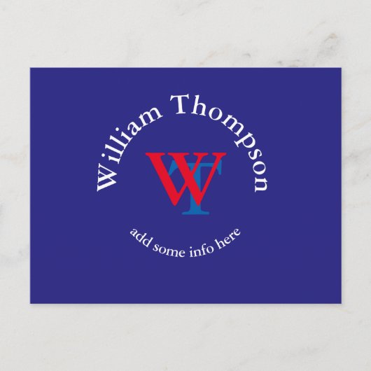 Carte Postale vous promouvoir | logo | monogramme rouge/bleu (Devant)