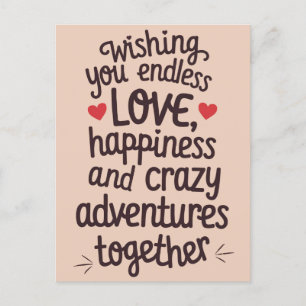 Carte Postale Vous souhaitant un amour sans fin et des aventures