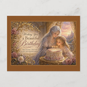 Carte Postale Vous souhaitant un Merveilleux Anniversaire Doré