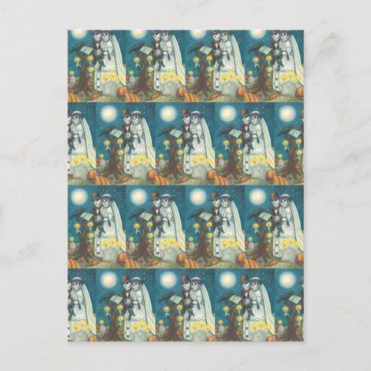 CARTE POSTALE VOWS DE CEMETERRE, SKELETON MARIAGE, MARÉE ET GROO (Devant)