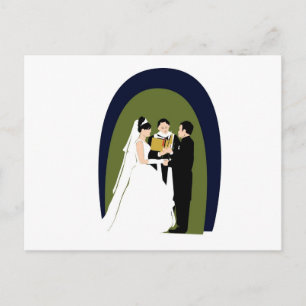 Carte Postale Vows, Mariée, Groom et Officier