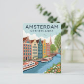 Carte Postale Voyage à Amsterdam Vintage (Debout devant)