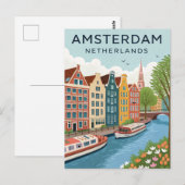Carte Postale Voyage à Amsterdam Vintage (Devant / Derrière)